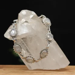 Edelstein Armband 925 Silber Mondstein filigran gefasst edler Armschmuck
