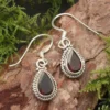 Edelstein Granat Ohrringe Hänger 925 Silber Tropfen
