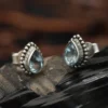 Edelstein Ohrringe Blauer Topas Ohrstecker 925 Silber (Paar)
