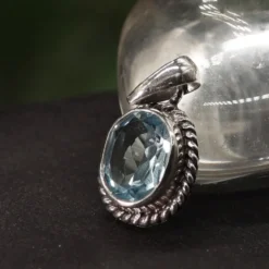 Edler Blauer Topas Anhänger 925 Silber Schmuck