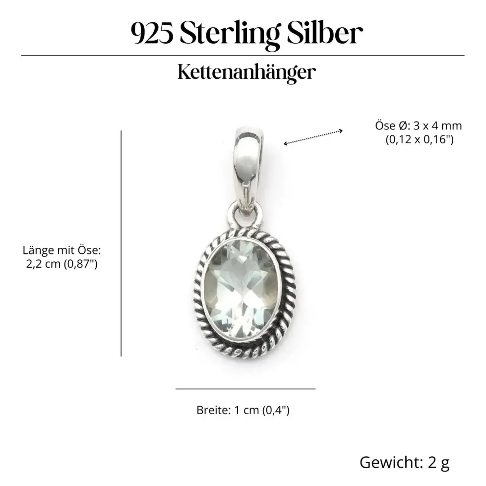 Edler Grüner Amethyst Anhänger 925 Silber Schmuck