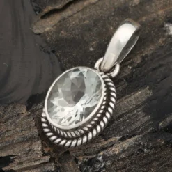 Edler Grüner Amethyst Anhänger 925 Silber Schmuck