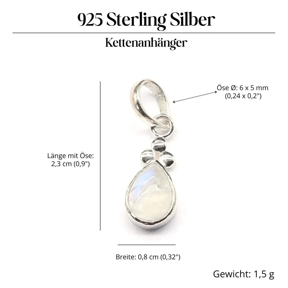 Edler Mondstein Schmuck Anhänger 925 Silber
