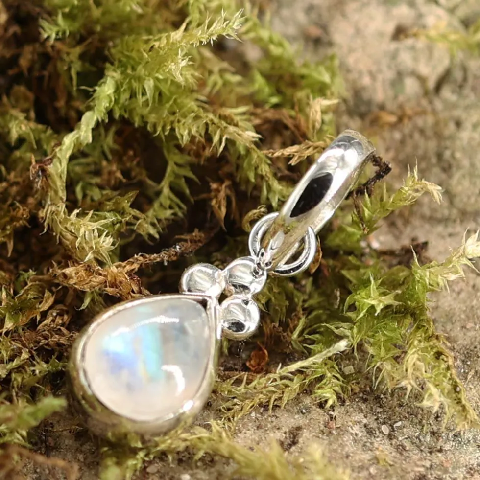 Edler Mondstein Schmuck Anhänger 925 Silber