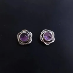 Edler Ohrstecker Amethyst Knoten 925 Silber