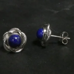 Edler Ohrstecker Lapislazuli Knoten 925 Silber