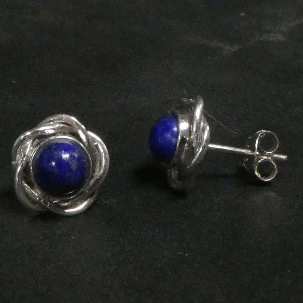 Edler Ohrstecker Lapislazuli Knoten 925 Silber
