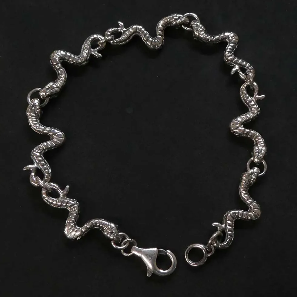 Edles Schlangen Armband ausgefallener 925 Silber Armschmuck Biker