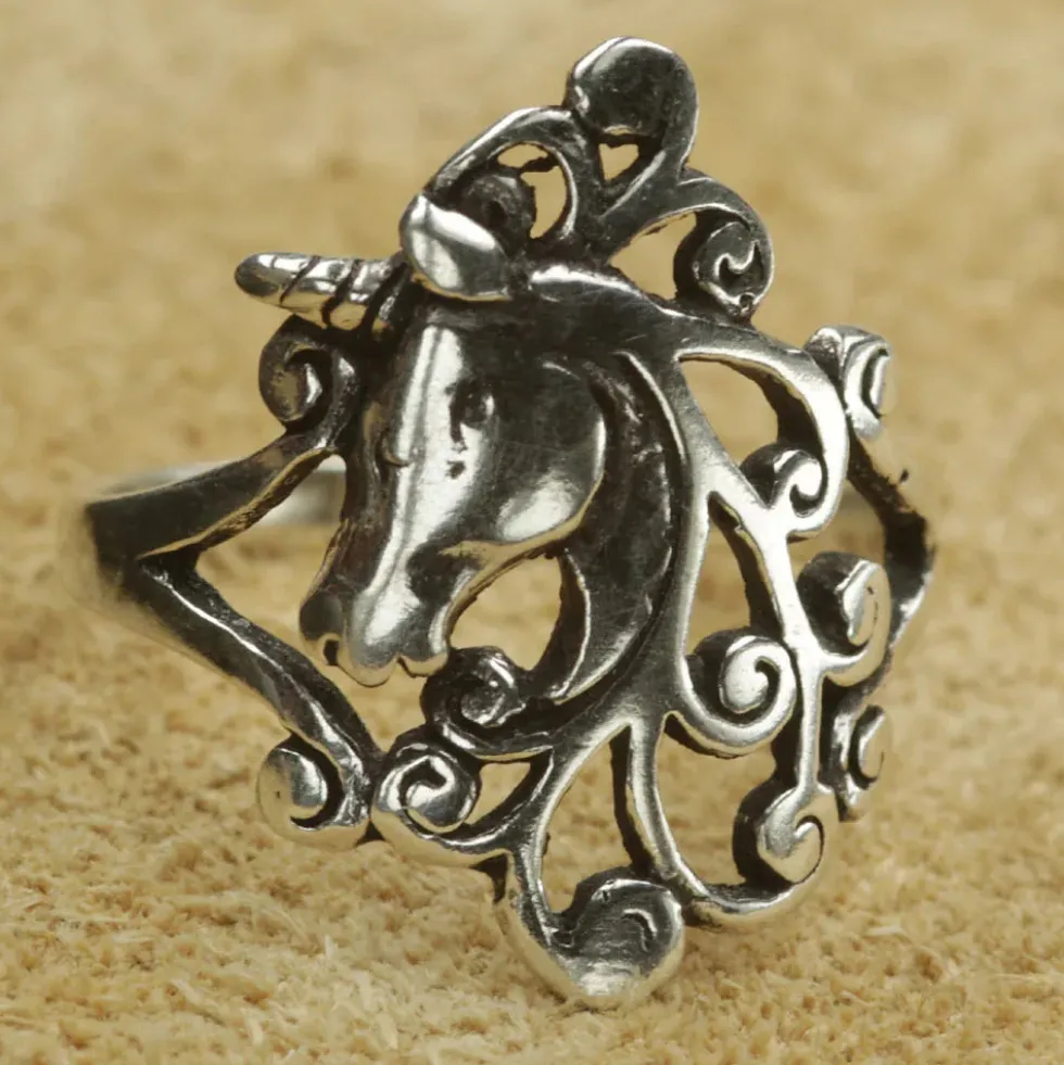 Einhorn Ring Schmuck hochwertiges 925 Silber Fantasie