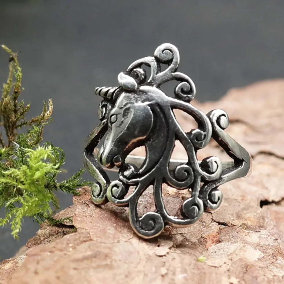 Einhorn Ring Schmuck hochwertiges 925 Silber Fantasie
