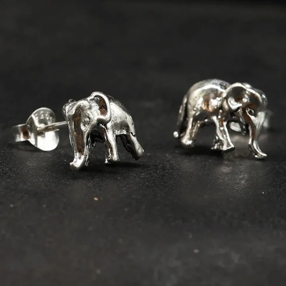Elefant Ohrstecker 3 Dimensional 925 Silber Ohrschmuck