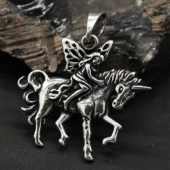 Elfe auf Einhorn Schmuck Anhänger aus Silber 925