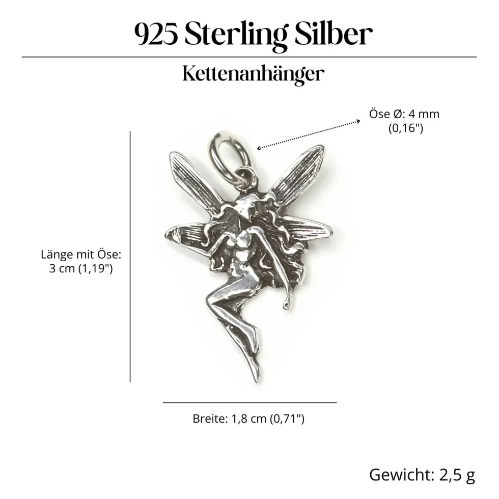 Elfe Schmuck Anhänger 925 Silber kleine Fee Anhänger