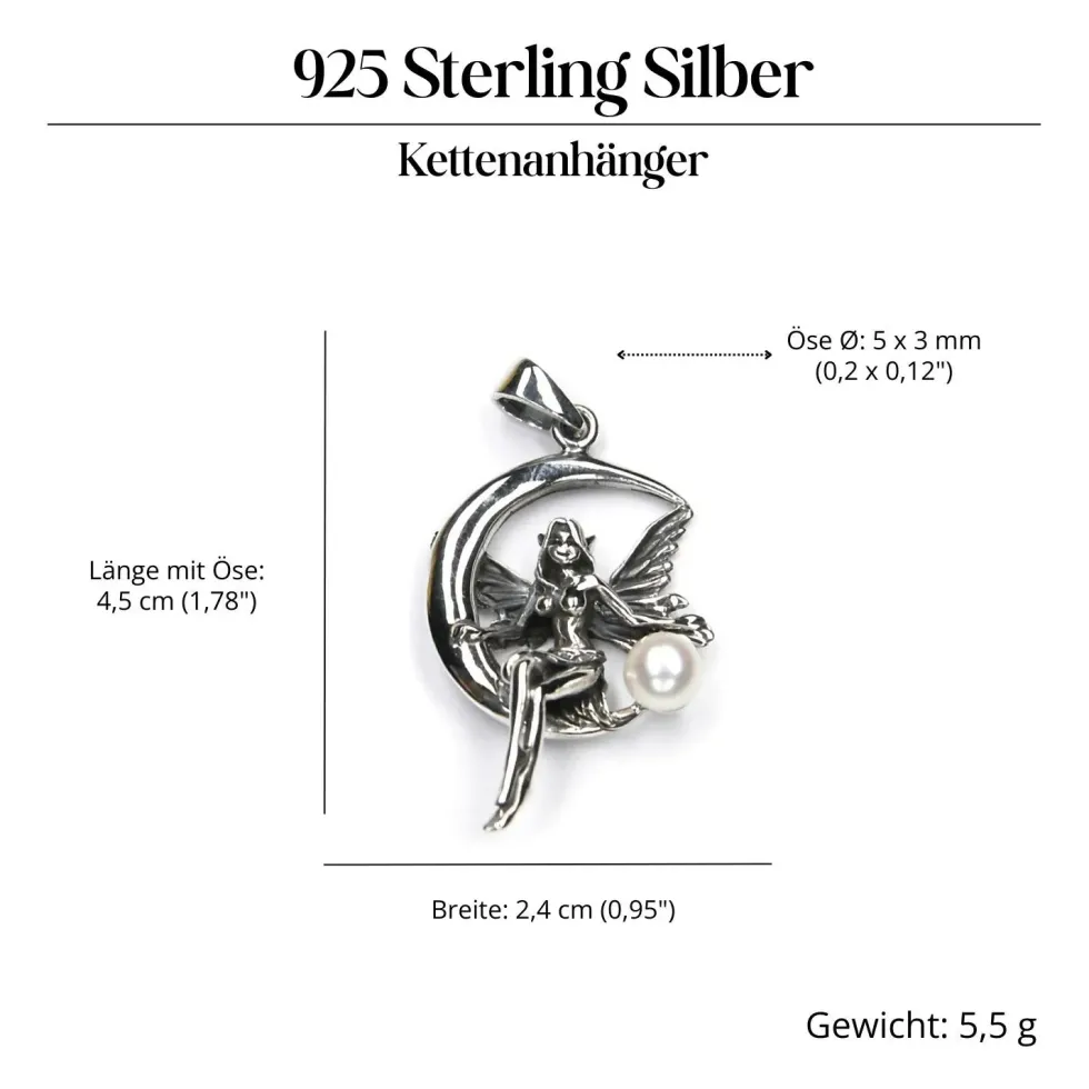 Elfe Schmuck Anhänger 925 Sterlingsilber Süßwasserperle