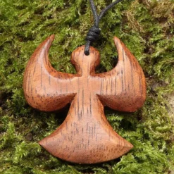 Engel Holzschmuck Kettenanhänger geschnitzt