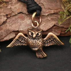 Eule fliegend Schmuck Bronze Anhänger
