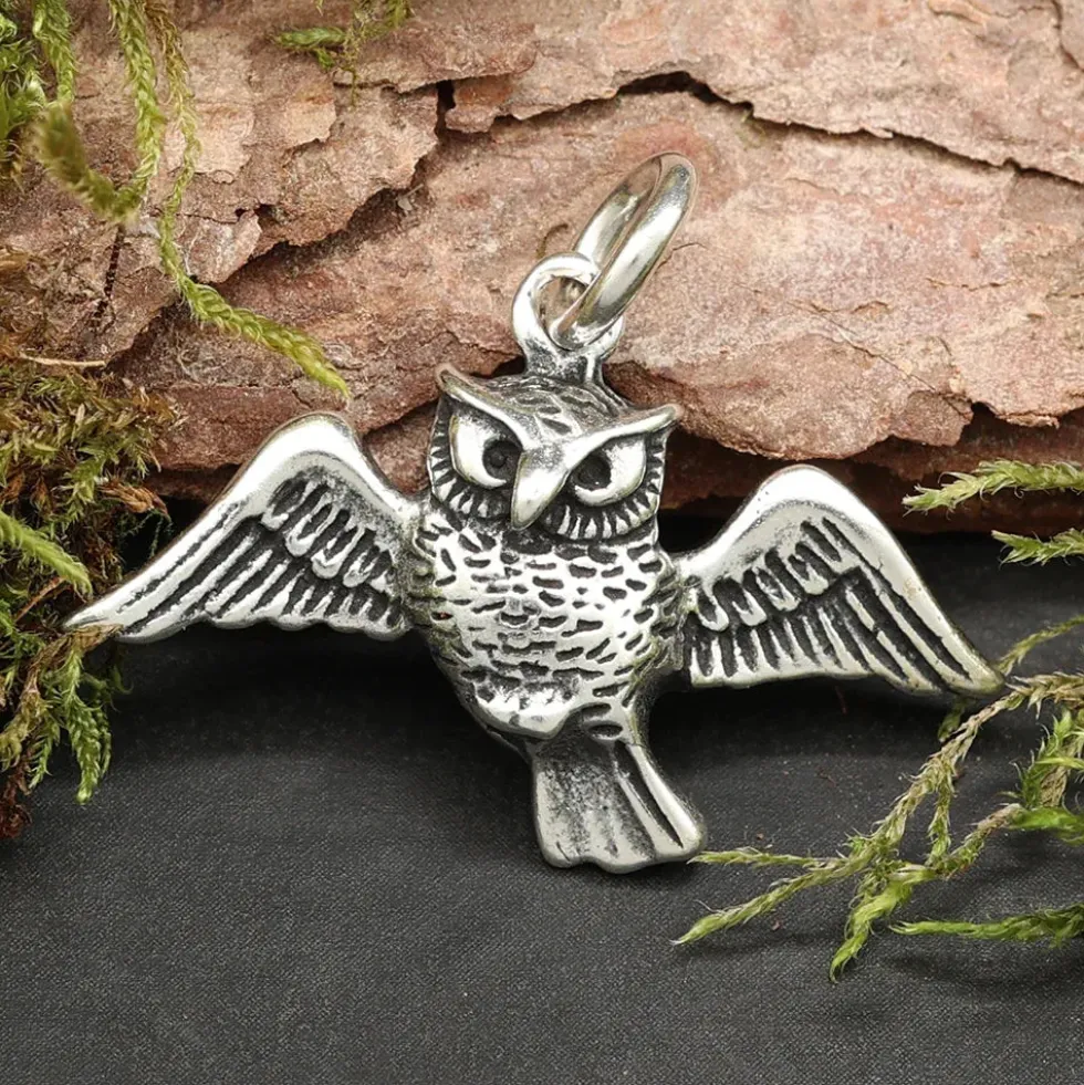 Eule fliegend Schmuck Kettenanhänger 925 Silber