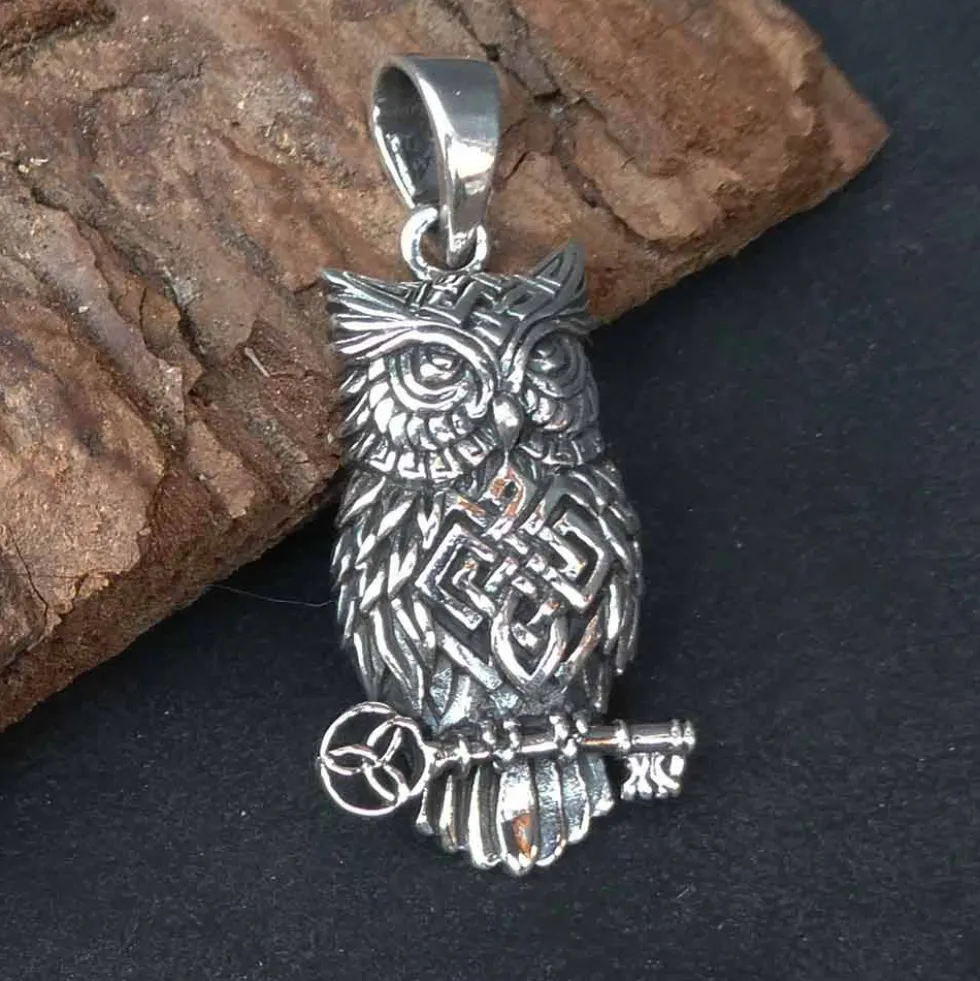 Eulen Anhänger Silber Eule Kelten Schmuck 925 Silber Kettenanhänger