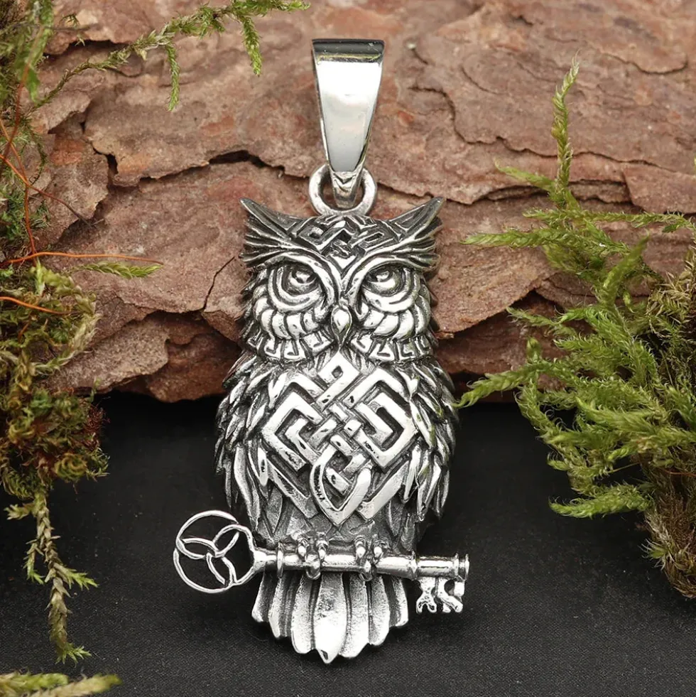 Eulen Anhänger Silber Eule Kelten Schmuck 925 Silber Kettenanhänger