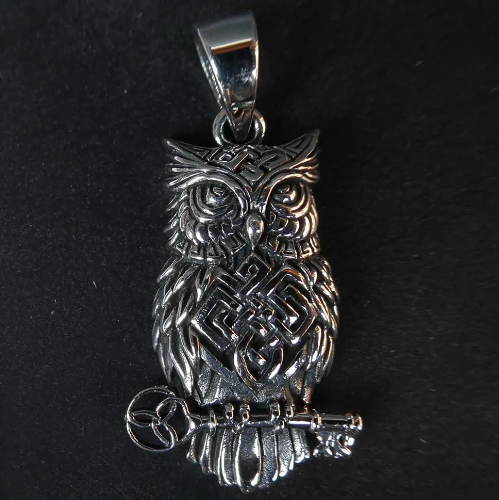 Eulen Anhänger Silber Eule Kelten Schmuck 925 Silber Kettenanhänger