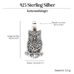 Eulen Anhänger Silber Eule Kelten Schmuck 925 Silber Kettenanhänger