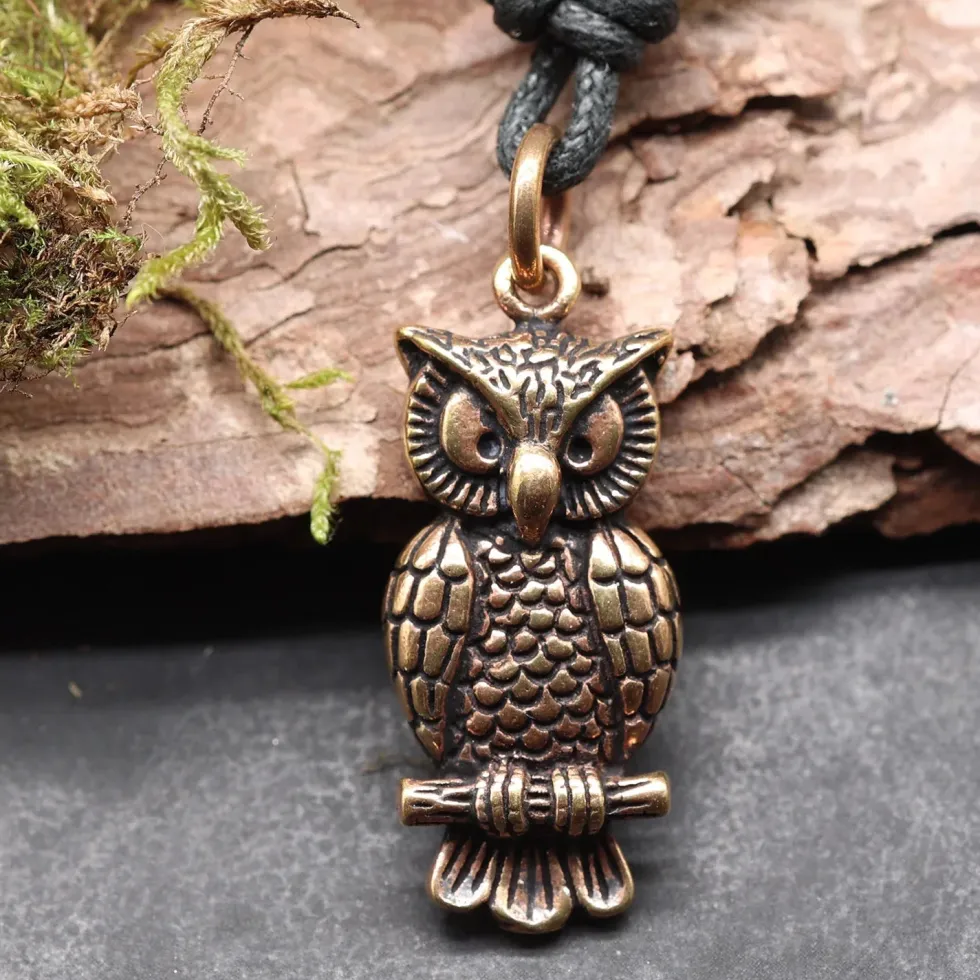 Eulen Anhänger Tier Schmuck Bronze Kettenanhänger Eule