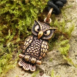Eulen Anhänger Tier Schmuck Bronze Kettenanhänger Eule