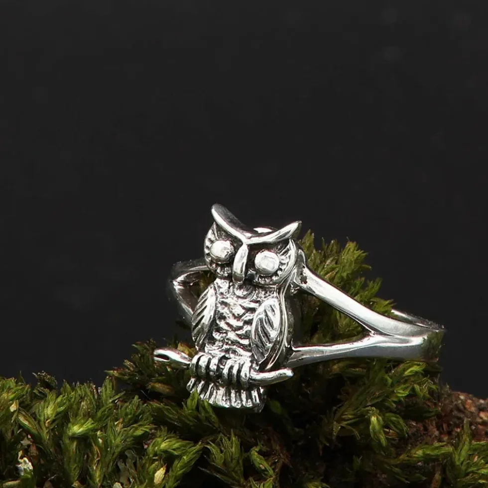 Eule Ring mit Fach Giftring Eulen Schmuck 925 Silber Damen