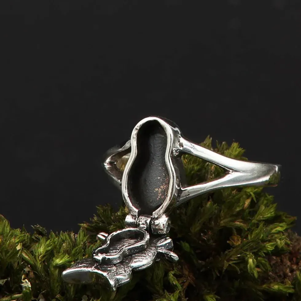 Eule Ring mit Fach Giftring Eulen Schmuck 925 Silber Damen