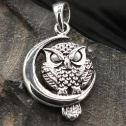 Eule Schmuck Anhänger Silber 925/000 Eule im Mond