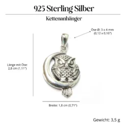 Eule Schmuck Anhänger Silber 925/000 Eule im Mond