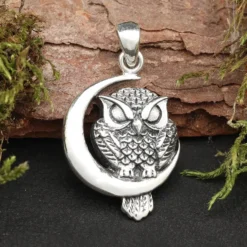 Eule Schmuck Anhänger Silber 925/000 Eule im Mond