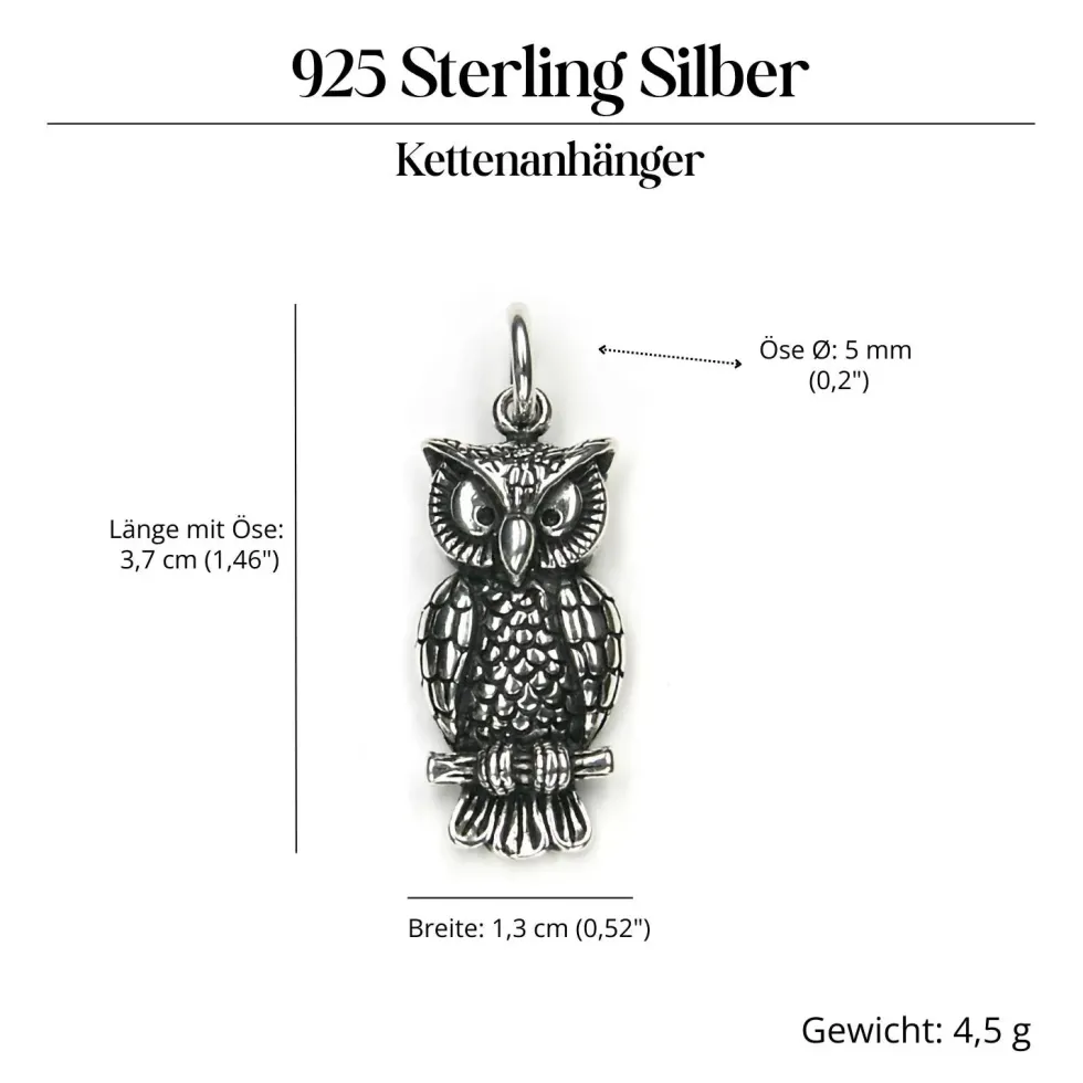 Eule Schmuck Anhänger 925 Silber Tiersymbol