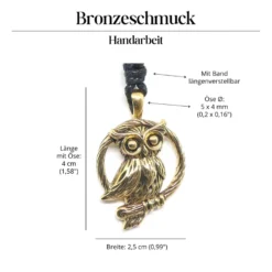 Eule Schmuck Kette Bronze Ketten Anhänger