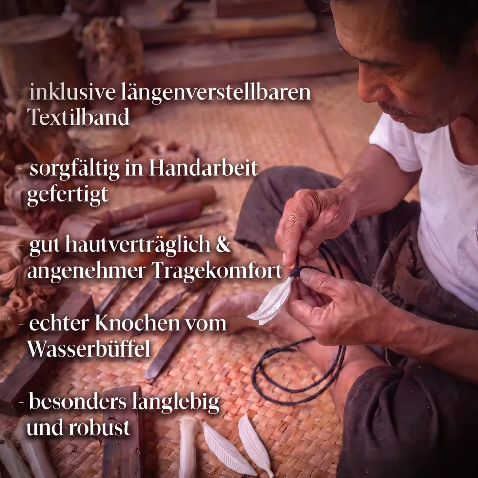 Exklusiver Maori Anhänger Duo Holz Knochen Komposition Halskette