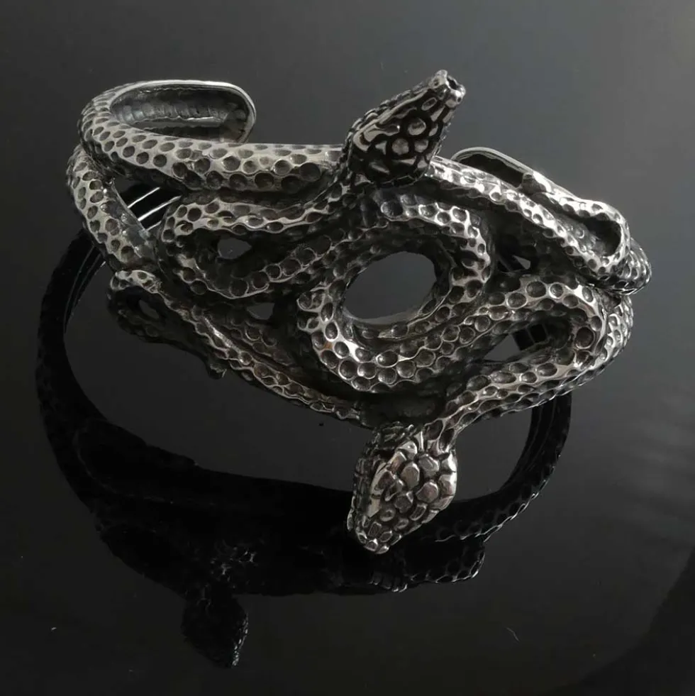 Exklusive Schlangen Armreif Sterlingsilber Ø 6cm 925 Silber