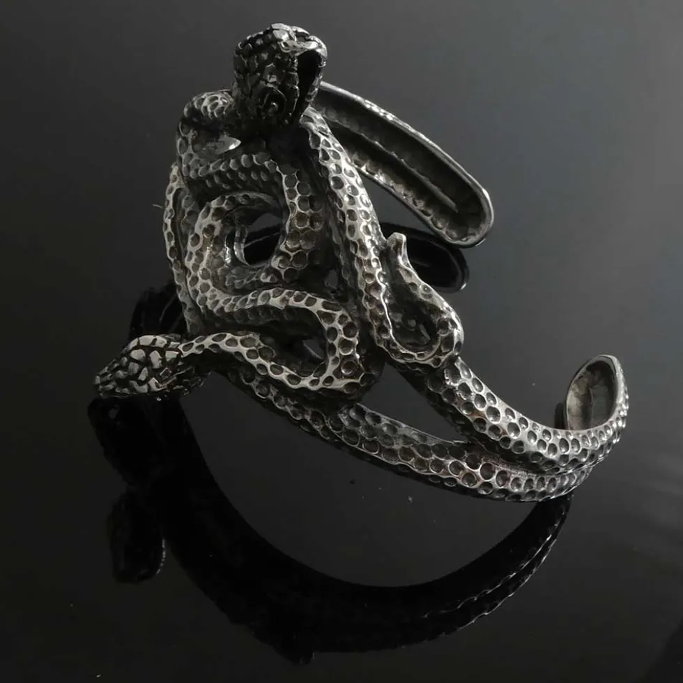 Exklusive Schlangen Armreif Sterlingsilber Ø 6cm 925 Silber