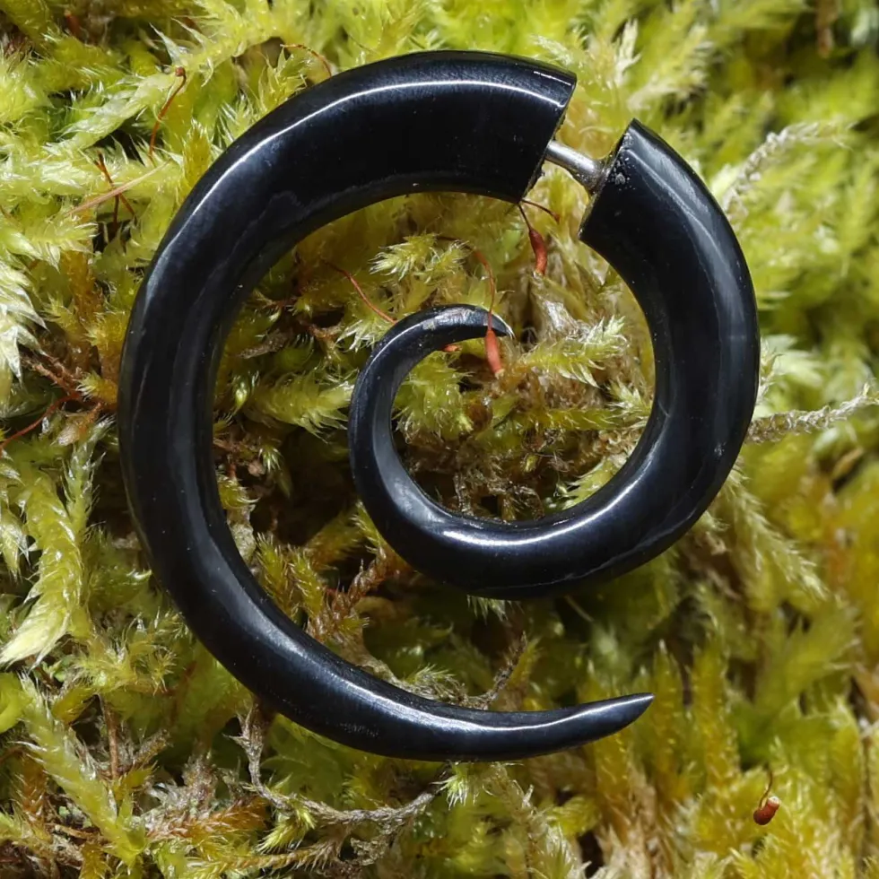 Fake Piercing Spirale M Horn Ohrschmuck (Paar)