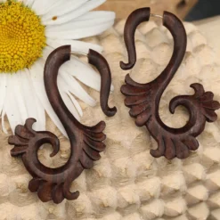 Fakepiercing Tantra Holz Ohrschmuck Holzschmuck (Paar)