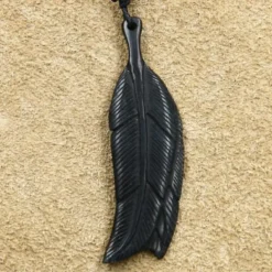 Feder Hornschmuck Anhänger Kette