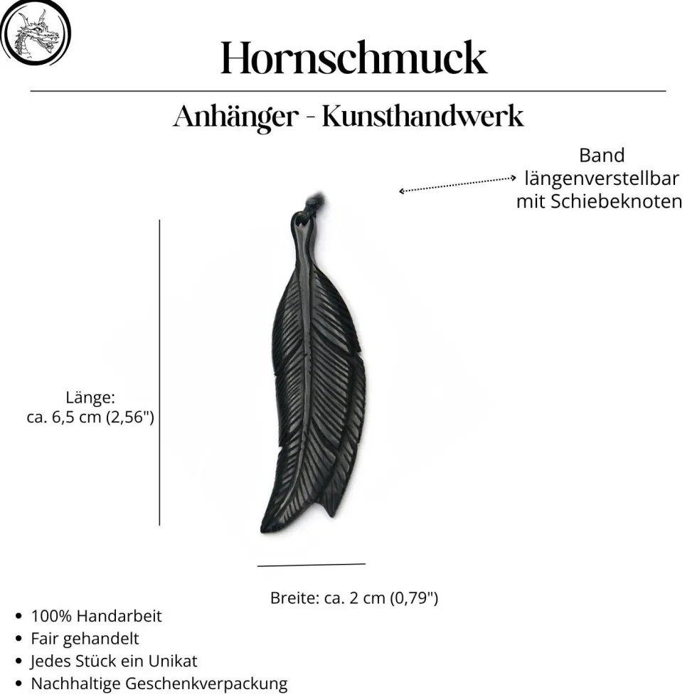 Feder Hornschmuck Anhänger Kette