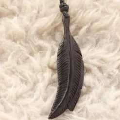 Feder Hornschmuck Anhänger Kette