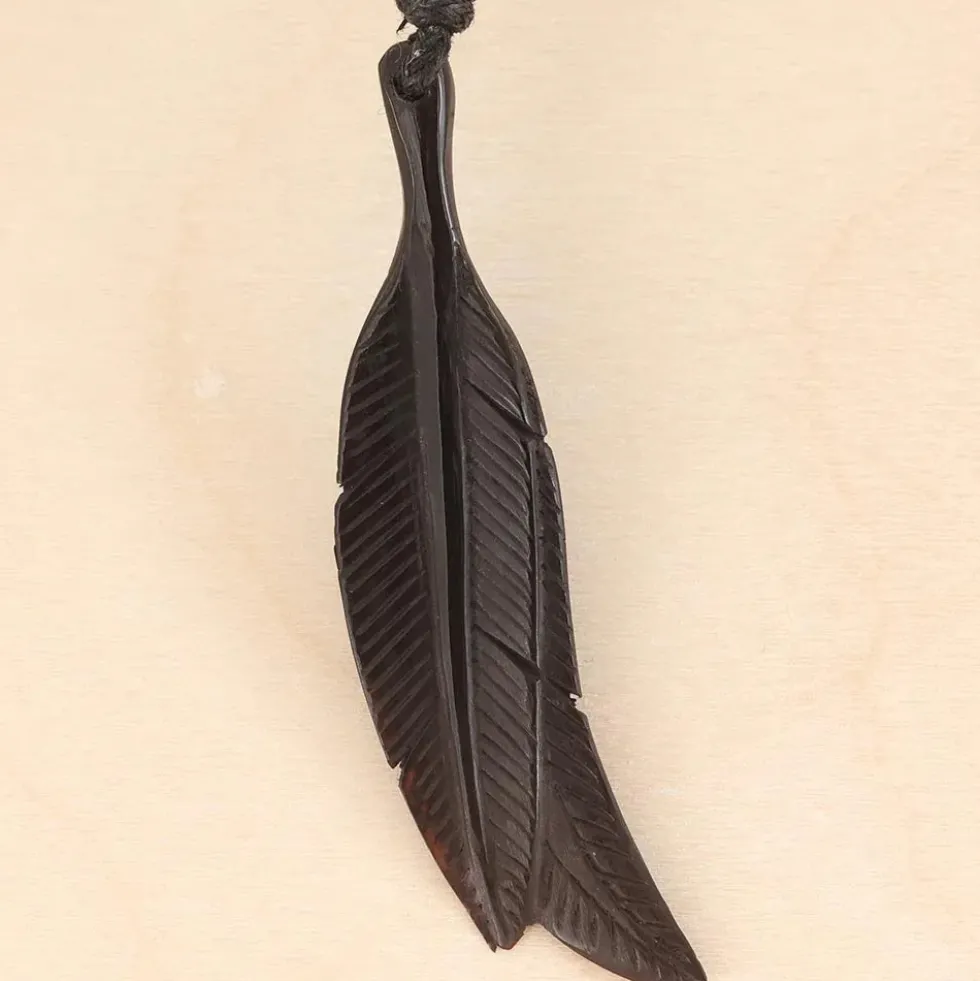 Feder Hornschmuck Anhänger Kette
