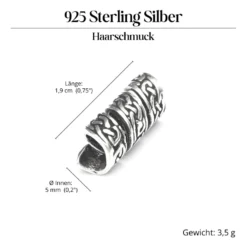 feine keltische Bartperle 925 Silber Bartschmuck