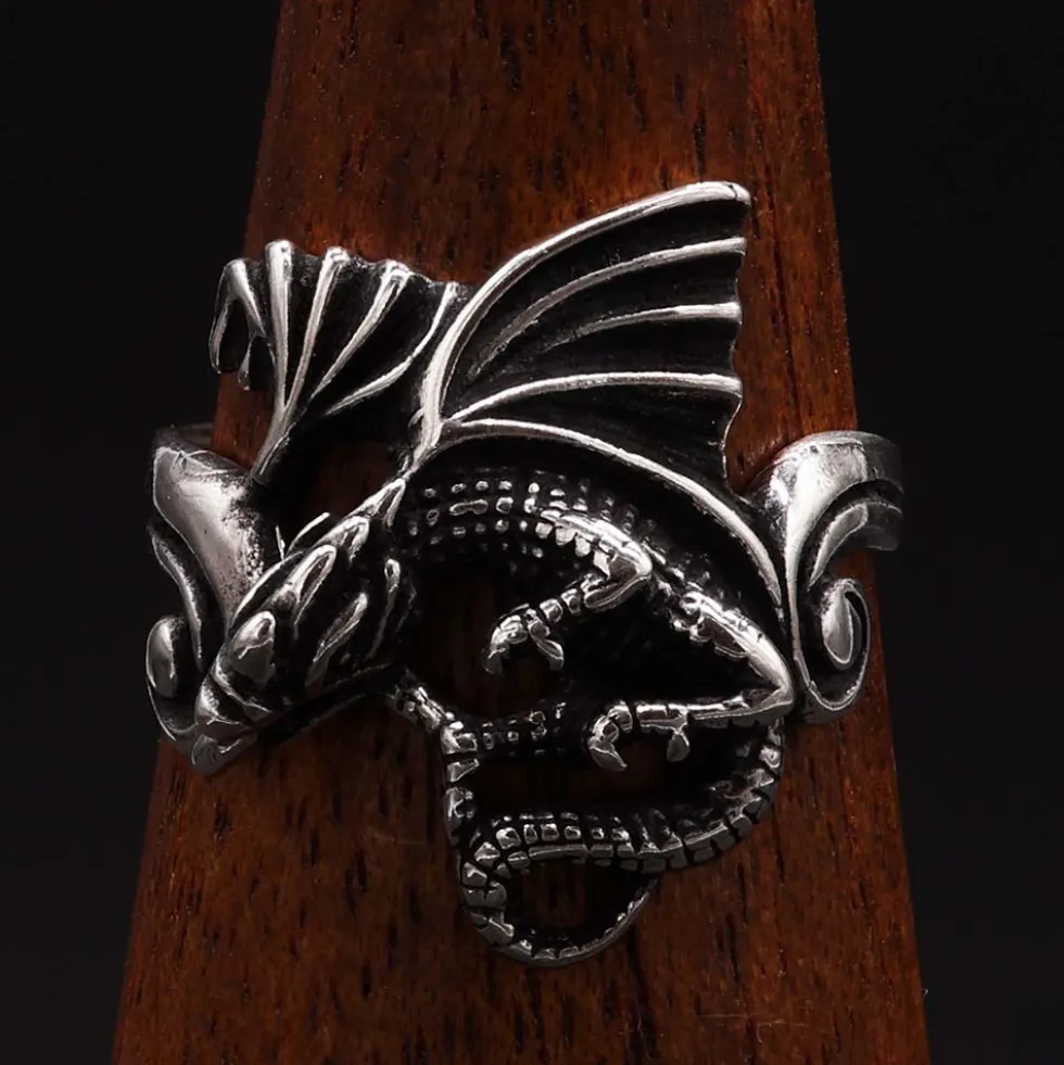 Feiner Drachen Ring Schmuck 925 Silbering Fantasy