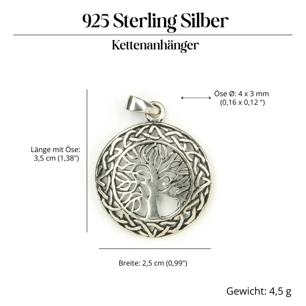 Feiner Lebensbaum keltischer Schmuck 925 Silber