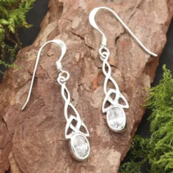 Feiner Ohrringe keltischer Knoten mit Zirkonia glasklar Kristall