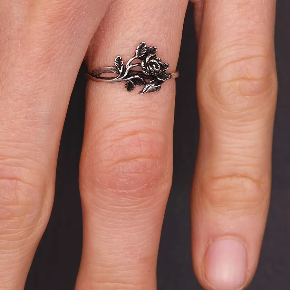 Feine Rose Ring Schmuck Silber Damen Kinder Frauen Silbering 925 Silber