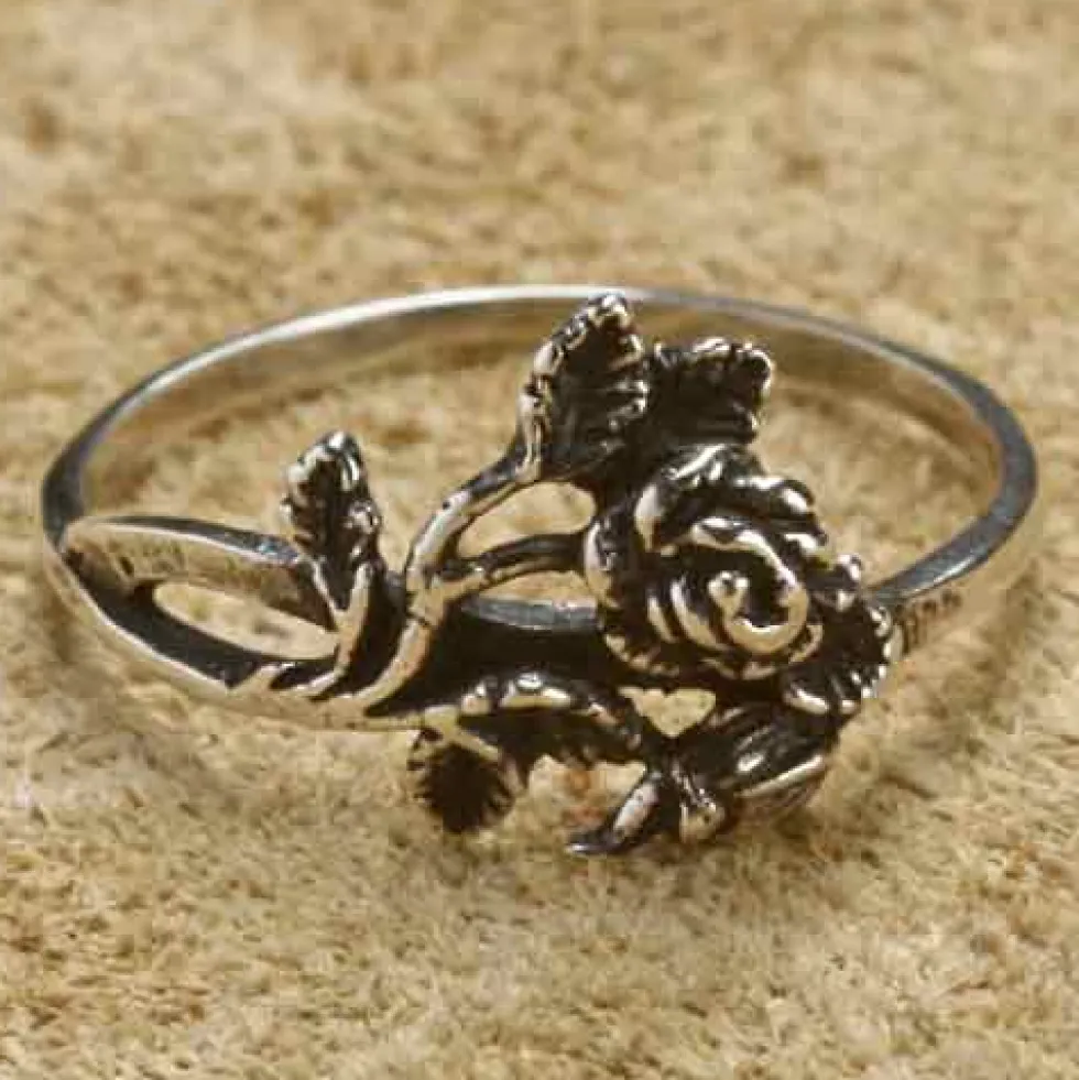 Feine Rose Ring Schmuck Silber Damen Kinder Frauen Silbering 925 Silber