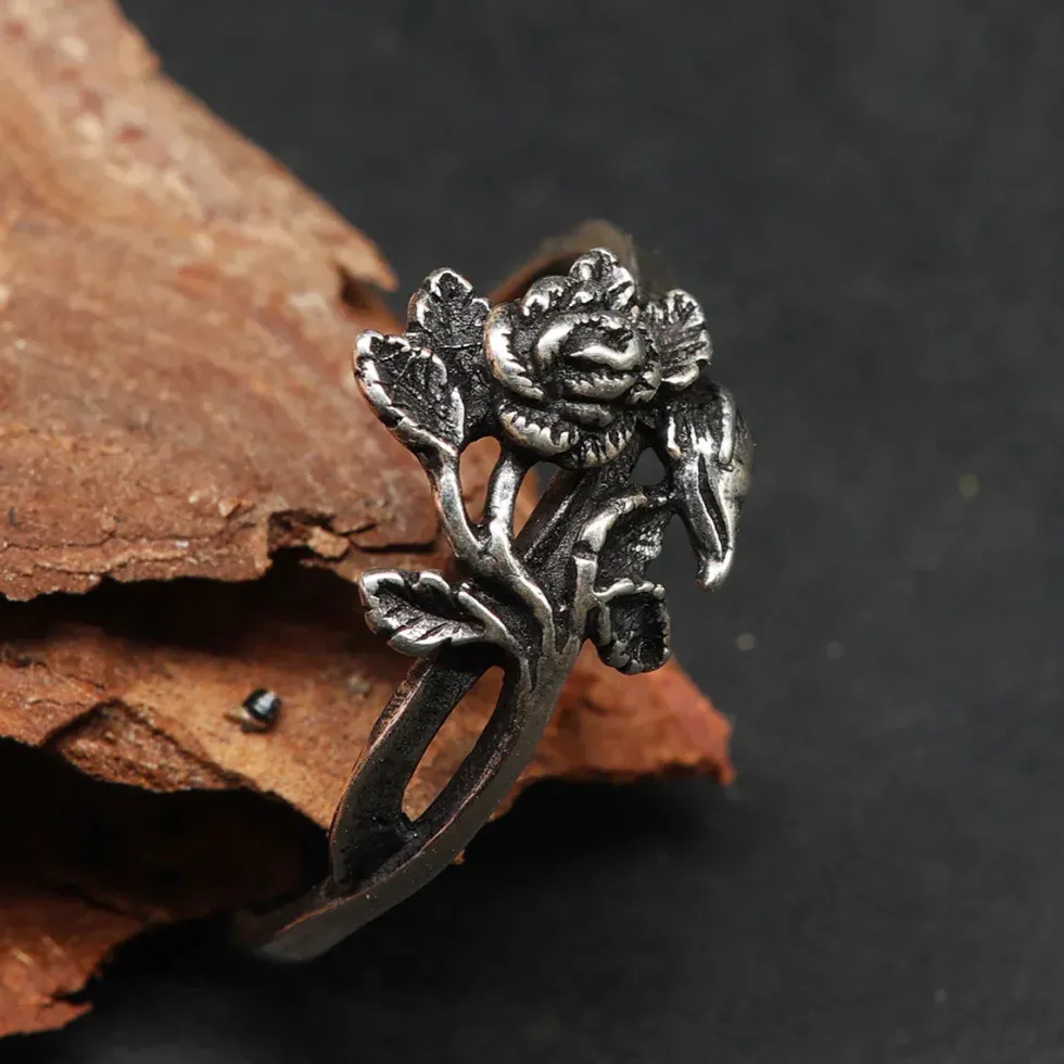 Feine Rose Ring Schmuck Silber Damen Kinder Frauen Silbering 925 Silber
